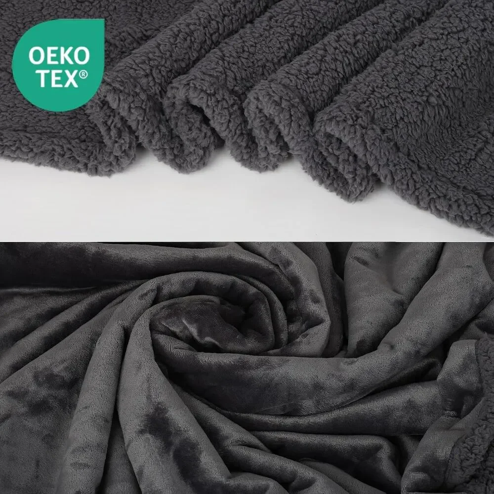 ZAKAPAWS Waterproof Dog Blanket Sherpa Fleece Large Pet Throw Gray 60x80 New
